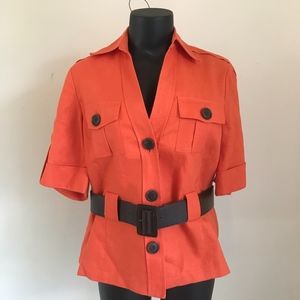 Anne Klein Short Sleeve Jacket 100% Linen Size 8
